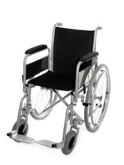Fototapeta na wymiar New modern empty wheelchair on white background