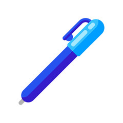 Icon of blue pen in flat style.