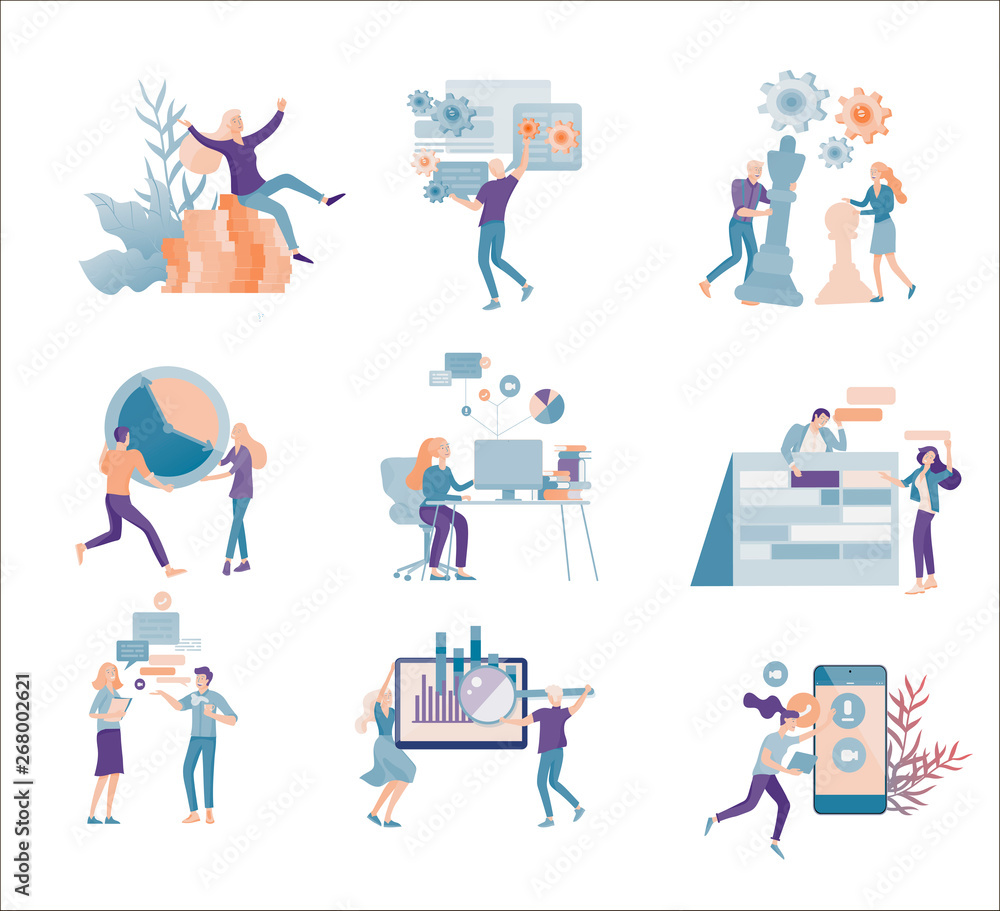 Wall mural office concept business people for project management, business, workflow and consulting. modern vec