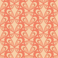 Fototapeta na wymiar Retro seamless pattern with simple butterflies on dark background. Flat ornament for textile, wrapping paper, prints, fabric, wallpaper, web etc.