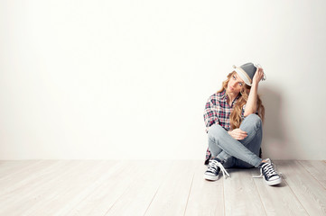 Young lady moving in new house