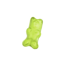 Delicious green jelly bear on white background