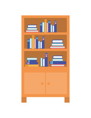shelving with books in white background