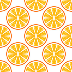 Orange fruit seamless pattern. Vector abstract background. Template for cover design. Simple graphic print, textile ornament.