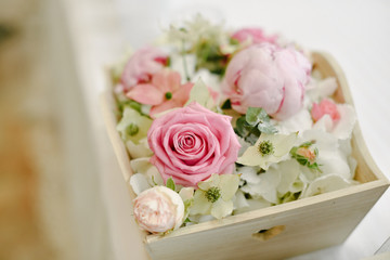 Wedding decoration. Bride's wedding bouquet. Details for wedding