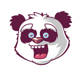 panda smiles. character's head.