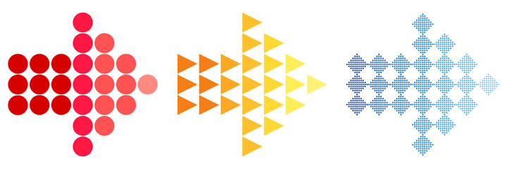 Colorful arrow icons. A simple sign of the color of a web icon on a white background. The modern solid plain is a flat mono-minimalist style. Vector illustration