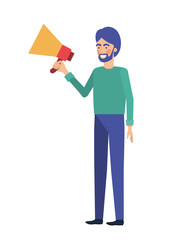 young man with megaphone in the hand