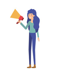 young woman with megaphone in the hand