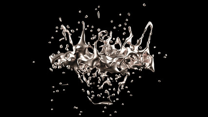 A splash of gold. 3d illustration, 3d rendering.