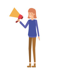 young woman with megaphone in the hand