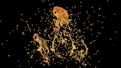 A splash of gold. 3d illustration, 3d rendering.