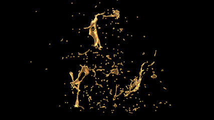 Obraz premium A splash of gold. 3d illustration, 3d rendering.