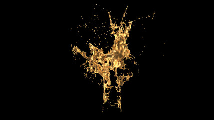 Obraz premium A splash of gold. 3d illustration, 3d rendering.
