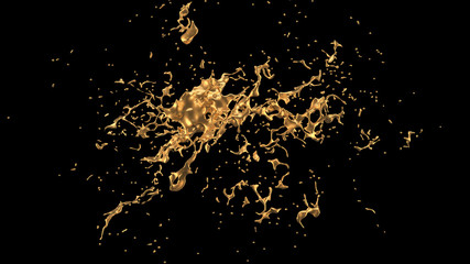 A splash of gold. 3d illustration, 3d rendering.