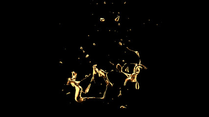 Obraz na płótnie Canvas A splash of gold. 3d illustration, 3d rendering.