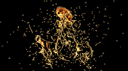 A splash of gold. 3d illustration, 3d rendering.