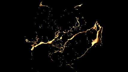 A splash of gold. 3d illustration, 3d rendering. - 268007641