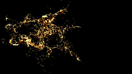 A splash of gold. 3d illustration, 3d rendering.