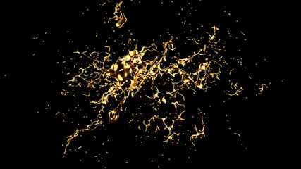 A splash of gold. 3d illustration, 3d rendering.
