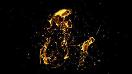 Naklejka premium A splash of gold. 3d illustration, 3d rendering.