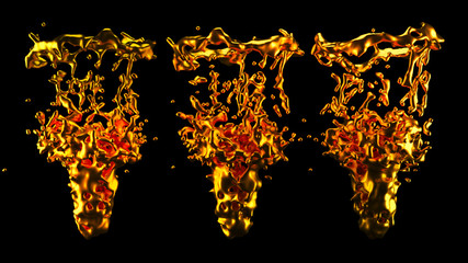 A splash of gold. 3d illustration, 3d rendering.