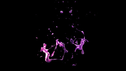 Plakat A splash of purple metal. 3d illustration, 3d rendering.