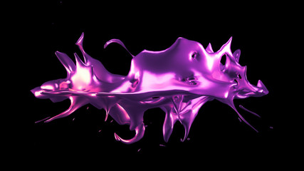 A splash of purple metal. 3d illustration, 3d rendering.