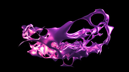 Fototapeta premium A splash of purple metal. 3d illustration, 3d rendering.