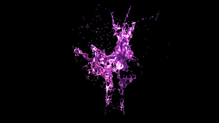 A splash of purple metal. 3d illustration, 3d rendering.