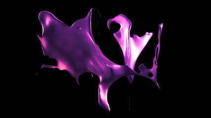 A splash of purple metal. 3d illustration, 3d rendering.