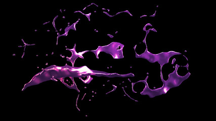 Fototapeta premium A splash of purple metal. 3d illustration, 3d rendering.