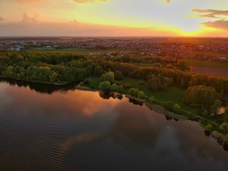 Obraz premium sunset over the river in Minsk Region of Belarus