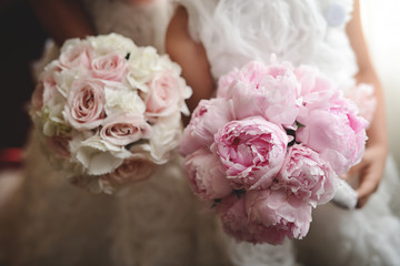 Wedding decoration. Bride's wedding bouquet. Details for wedding