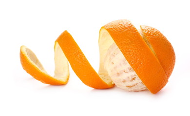 Orange citrus fruit and peel isolated on white background