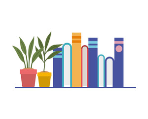 shelving with books in white background