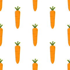 Seamless pattern with fresh carrot vegetable. Organic food. Cartoon style. Vector illustration for design, web, wrapping paper, fabric, wallpaper.