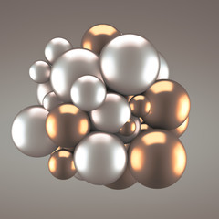 Festive, positive, bright yellow background with balls. 3d illustration, 3d rendering.