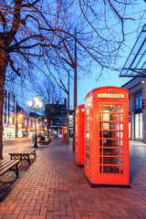 The red phone box is a familiar sight on the streets of the United Kingdom. This box is situated in Chester city, UK.