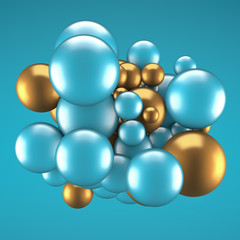 Festive, positive, bright background with balls. 3d illustration, 3d rendering.