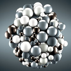 Festive, positive, bright gray background with balls. 3d illustration, 3d rendering.