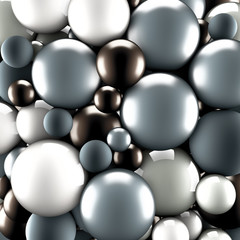 Festive, positive, bright gray background with balls. 3d illustration, 3d rendering.