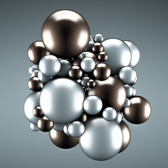 Festive, positive, bright gray background with balls. 3d illustration, 3d rendering.