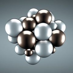Festive, positive, bright gray background with balls. 3d illustration, 3d rendering.
