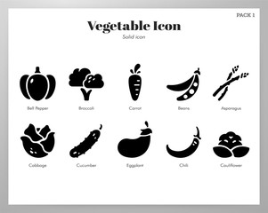 Vegetable icons Solid pack