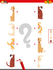match halves of funny dogs educational game