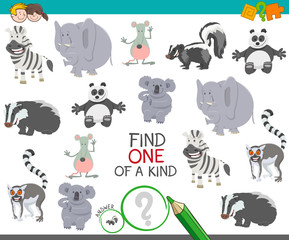 Obraz na płótnie Canvas one of a kind game for children with animals