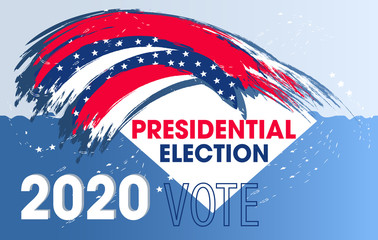 Dynamic design elements for United States of America Presidential Election. Vote 2020 USA for a flyer, presentations, poster etc. Colorful modern banner. Vector