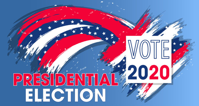 Colorful modern banner for United States of America Presidential Election. Vote 2020 USA dynamic design elements for a flyer, presentations, poster etc. Vector