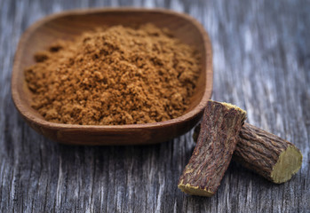 Liquorice stick and ground